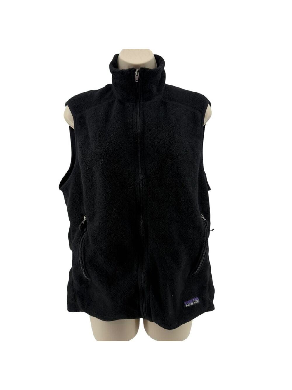 Patagonia Synchilla Full Zip Fleece Vest Lined Black Mens Medium